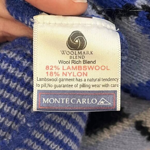 Vintage Lambswool Dad Sweater Men’s 40 Blue Argyle Knit Golf Prep Tenniscore - Picture 6 of 9